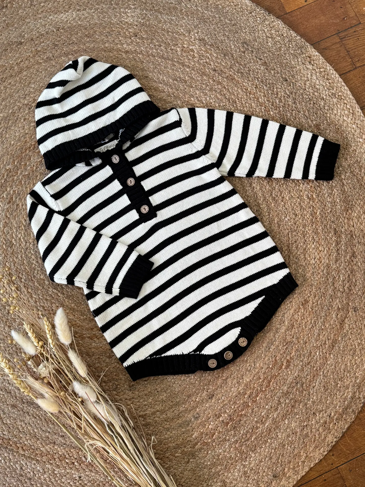 Luca Striped Hooded Romper (Unisex)