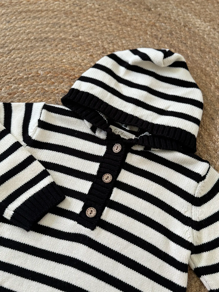 Luca Striped Hooded Romper (Unisex)